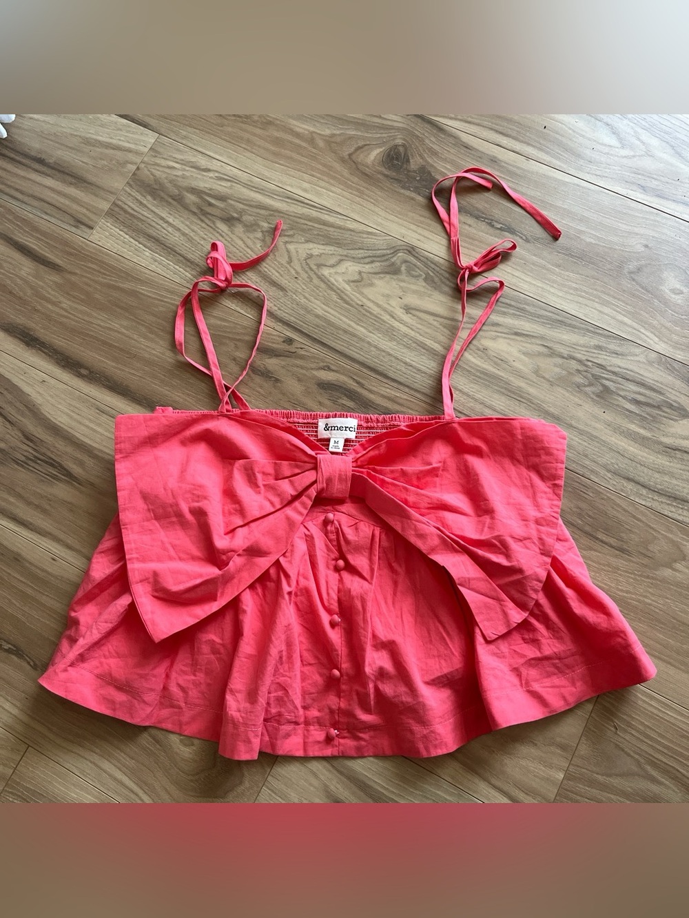 Pink Tie-Strap Bow Front Women's Top